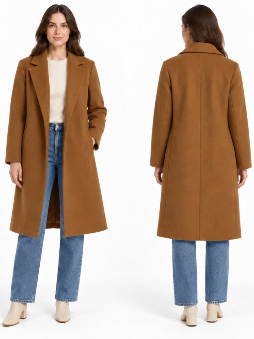 Zara Open Brown Long Coat Size Large